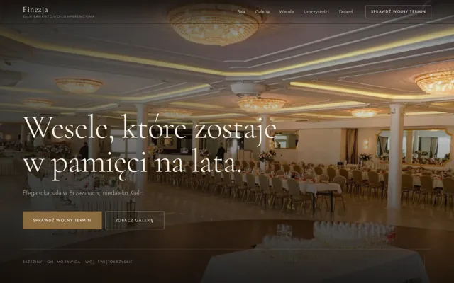 Sala Finezja — homepage on a laptop