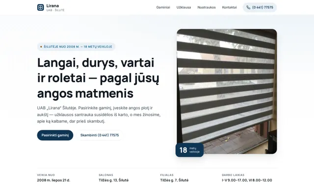 Lirana — homepage on a laptop