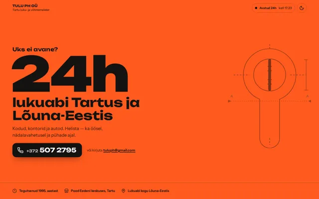 TULU PH OÜ — homepage on a laptop
